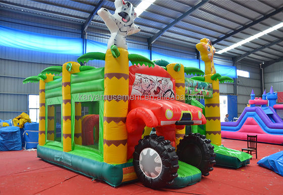 Wild Jungle Safari opblaasbaar springkasteel aangepast kleur Bounce House met glijbaan