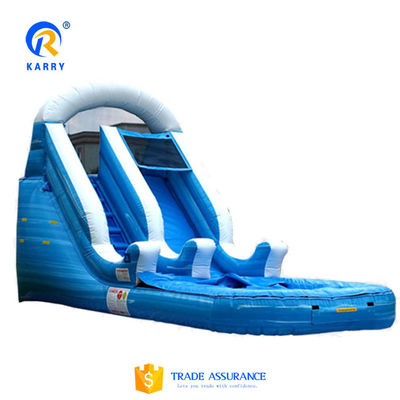 Persoonlijk geprinte grote lange glijbaan opblaasbare zwembad glijbaan combo voor outdoor fun combo