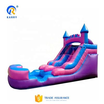 Persoonlijk geprinte grote lange glijbaan opblaasbare zwembad glijbaan combo voor outdoor fun combo