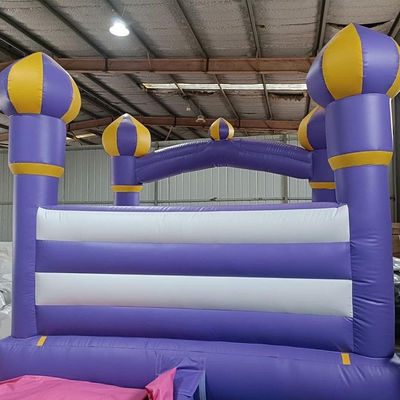 Laatste stijl Paarse opblaasbare springkastel huis voor kinderen op maat geaccepteerd