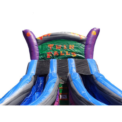 Achtertuin Fun Grote opblaasbare waterslide met twee baan nat glij en 0,55 mm Plato PVC