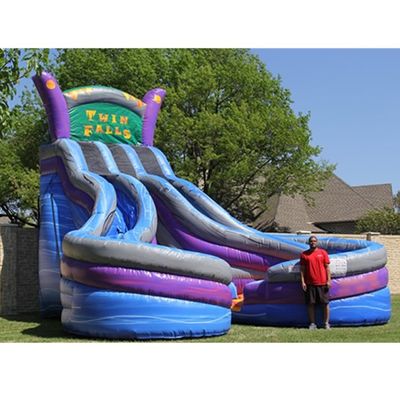 Achtertuin Fun Grote opblaasbare waterslide met twee baan nat glij en 0,55 mm Plato PVC