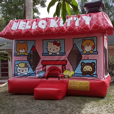 Populair Rood Hallo Kit-ty opblaasbare trampoline uitsmijter Kasteel met reparatiesets