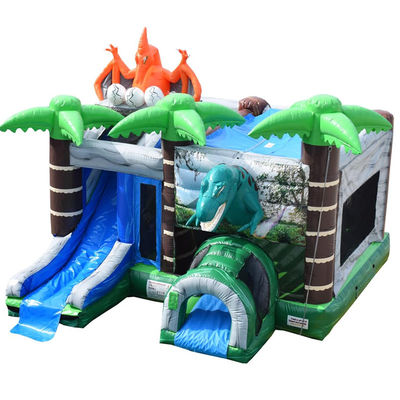 Jurassic Dinosaurs Park opblaasbaar Joy Bounce House met glijbaan en PVC afneembare zwembad
