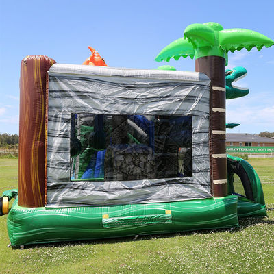 Jurassic Dinosaurs Park opblaasbaar Joy Bounce House met glijbaan en PVC afneembare zwembad