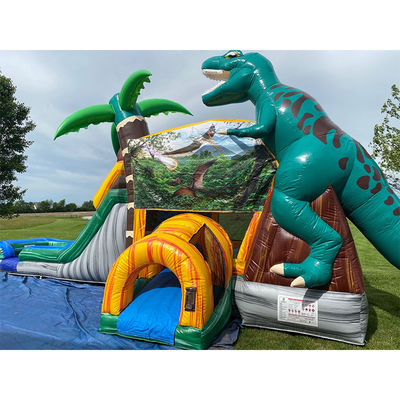 Ervaar de opwinding van het tijdperk van de dinosaurus met ons opblaasbare springhuis en glijbaan