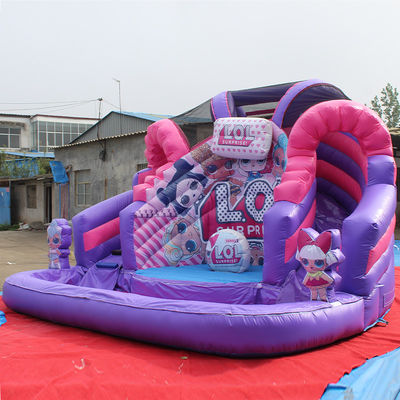Unisex Residential opblaasbare cartoon lol natte/droge waterslide met zwembad en kasteel