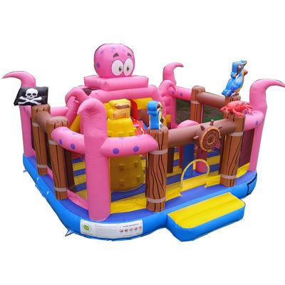 Kasteel Octopus Piratenschip Opblaasbaar Leuke Stad Springkasten met Safety Jumper