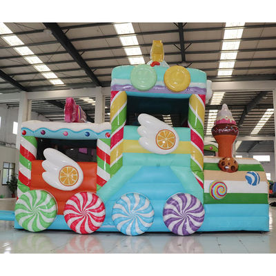 Gepersonaliseerde kleur Commercieel PVC opblaasbaar springkasteel voor snoepwagen in feestverhuur