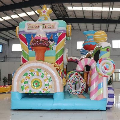 Gepersonaliseerde kleur Commercieel PVC opblaasbaar springkasteel voor snoepwagen in feestverhuur