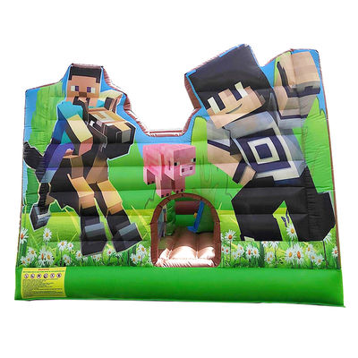 CE EN14960 Gecertificeerde opblaasbare combo kasteelslide voor feestverhuur Minecraft thema
