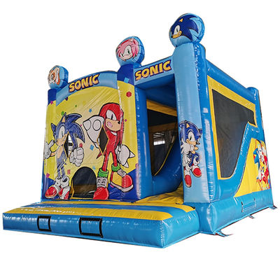 Commerciële kleutertrampoline PVC opblaasbaar kasteel met droge glijbaan en klimglijbaan