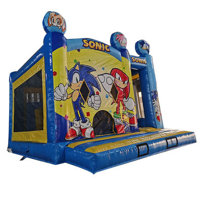 Commerciële kleutertrampoline PVC opblaasbaar kasteel met droge glijbaan en klimglijbaan