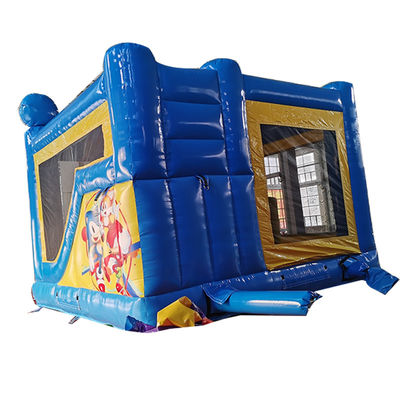 Commerciële kleutertrampoline PVC opblaasbaar kasteel met droge glijbaan en klimglijbaan