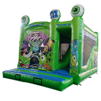 Draagbaar 18ft Monsters Inc. Opblaasbaar springhuis met droge glijbaan en kleine obstakels