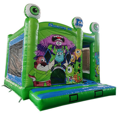 Draagbaar 18ft Monsters Inc. Opblaasbaar springhuis met droge glijbaan en kleine obstakels
