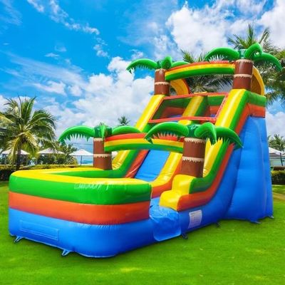 Commerciële verhuur opblaasbare waterslide met zwembad en blazer 5-10 passagiers toegestaan