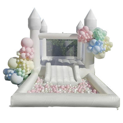 Gepersonaliseerd Kleuterbed Wit Kasteel Bouncy Pastel Opblaasbaar Springkasteel met Blower
