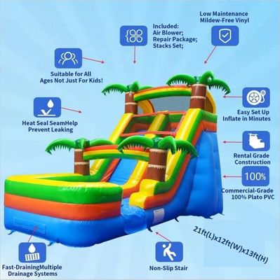 Commerciële verhuur opblaasbare waterslide met zwembad en blazer 5-10 passagiers toegestaan