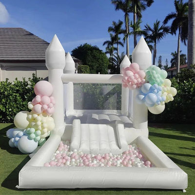 Gepersonaliseerd Kleuterbed Wit Kasteel Bouncy Pastel Opblaasbaar Springkasteel met Blower