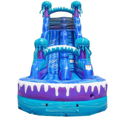 Commerciële kwaliteit 36ft opblaasbare waterslide met waterbad Ocean Jellyfish Pattern