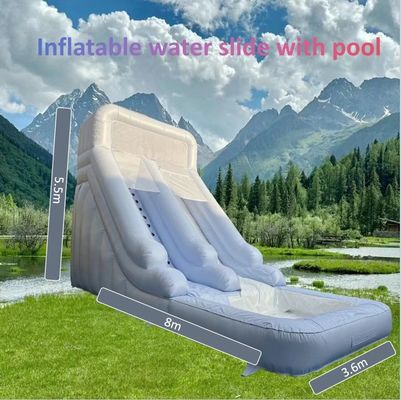 Indoor commercieel huren opblaasbare waterslide met zwembad in de zomer Pure Color Fun