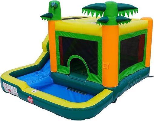 Tropisch PVC opblaasbaar water springhuis zwembad waterglijbaan Maximale capaciteit 100-500kg