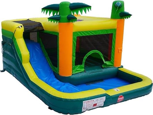 Tropisch PVC opblaasbaar water springhuis zwembad waterglijbaan Maximale capaciteit 100-500kg