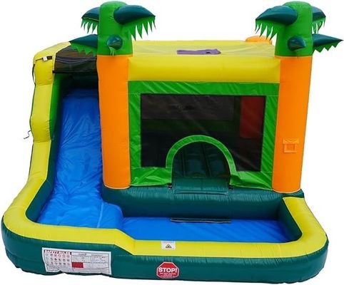 Tropisch PVC opblaasbaar water springhuis zwembad waterglijbaan Maximale capaciteit 100-500kg