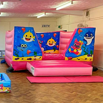 14 jaar op maat Mini opblaasbare trampoline kasteel met glijbaan aangepaste kleur