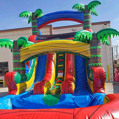 Draagbaar plezier gegarandeerd met kleine tropische opblaasbare glijbaan combo bounce huis