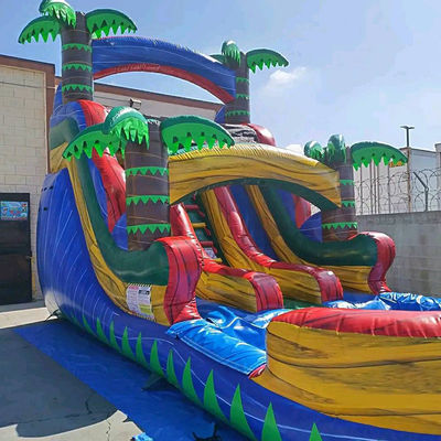 Draagbaar plezier gegarandeerd met kleine tropische opblaasbare glijbaan combo bounce huis