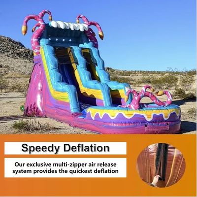 Unisex 28ft opblaasbare waterglijbaan met zwembad en blazer nat/droog bounce house combo