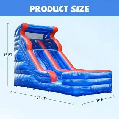 Kinderen pretpark grote opblaasbare waterglijbaan met zwembad maat