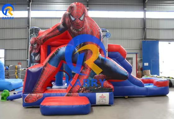 Spiderman Castle Slide Combo met zwembad in Commercial Inflatable Amusement Park