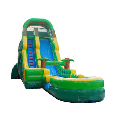 25ft opblaasbare waterslide met waterbad en palmboompatroon Groot springhuis