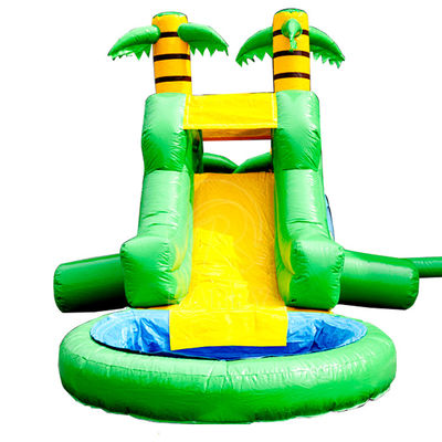 25ft opblaasbare waterslide met waterbad en palmboompatroon Groot springhuis