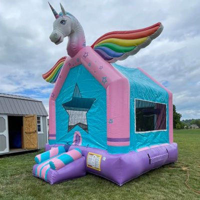 Gepersonaliseerde Kleur Eenhoorn Bouncy kasteel opblaasbaar Bounce House voor kinderen' springen games