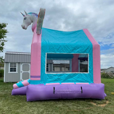 Gepersonaliseerde Kleur Eenhoorn Bouncy kasteel opblaasbaar Bounce House voor kinderen' springen games