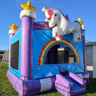 Gepersonaliseerde Kleur Eenhoorn Bouncy kasteel opblaasbaar Bounce House voor kinderen' springen games