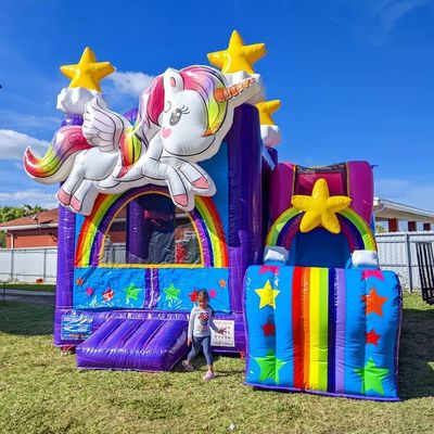 Gepersonaliseerde Kleur Eenhoorn Bouncy kasteel opblaasbaar Bounce House voor kinderen' springen games