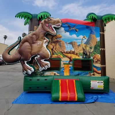 Airblower inclusief Pop Dinosaurus Land opblaasbare trampoline voor kinderen en volwassenen