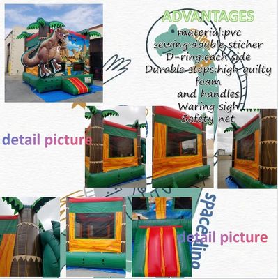 Airblower inclusief Pop Dinosaurus Land opblaasbare trampoline voor kinderen en volwassenen