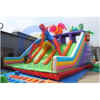 Commerciële Spiderman Bounce House Obstacle Combo Castle Opblaasbare Bouncer Waterglijbaan