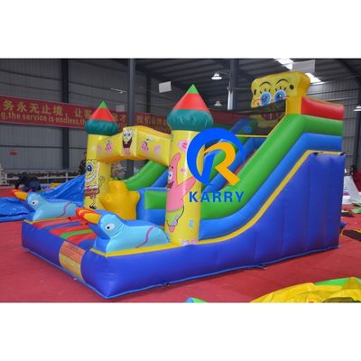 Commercieel PVC opblaasbaar springhuis en droog glijbaan voor feestverhuur binnenshuis 8x3x5m