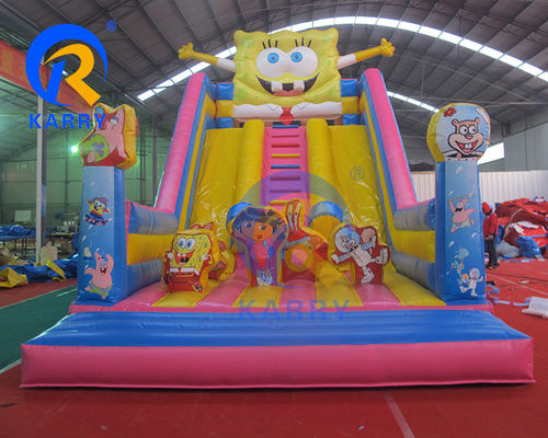 Commercieel PVC opblaasbaar springhuis en droog glijbaan voor feestverhuur binnenshuis 8x3x5m
