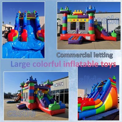 Buitenpark Unisex Commercieel Kleurrijk Tetris Springen Opblaasbaar Bounce House voor Kinderen