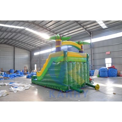 6*3 Optionele maten Leuke groene palmboom opblaasbare glijbaan combo Bounce House met zwembad