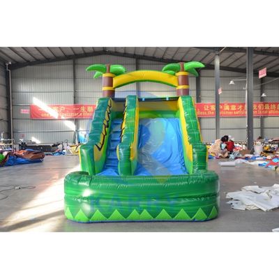 6*3 Optionele maten Leuke groene palmboom opblaasbare glijbaan combo Bounce House met zwembad