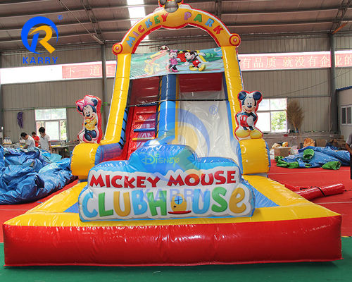 Kinders favoriete tekenfilm personage Grote blauwe opblaasbare waterslide voor volwassenen